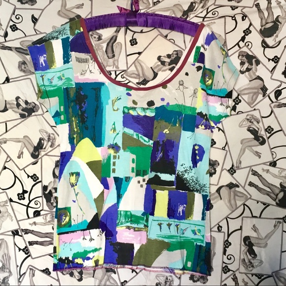 80s Print Off The Shoulder Tee - Picture 1 of 3